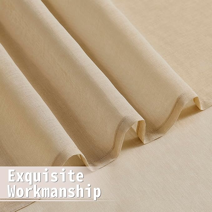 Tollpiz Sheer Curtain Closet Linen Textured Curtain Sheers Doorway Light Filtering Voile French Door Rod Pocket Curtains Patio Glass Door, 25 x 80 inches Long, Beige, Set of 1 Panel