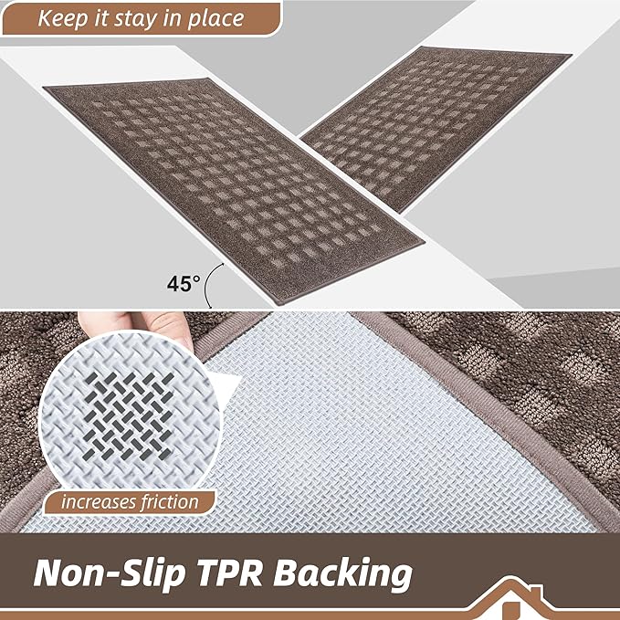BEQHAUSE Waffle Door Mats Indoor 32"x48", Dog Mat for Muddy Paws Absorbent and Dirt Resist Floor Mats Non-Slip Washable Rugs for Entryway, Welcome Mat for Front Back Door, Muddy Wet Shoes, Brown