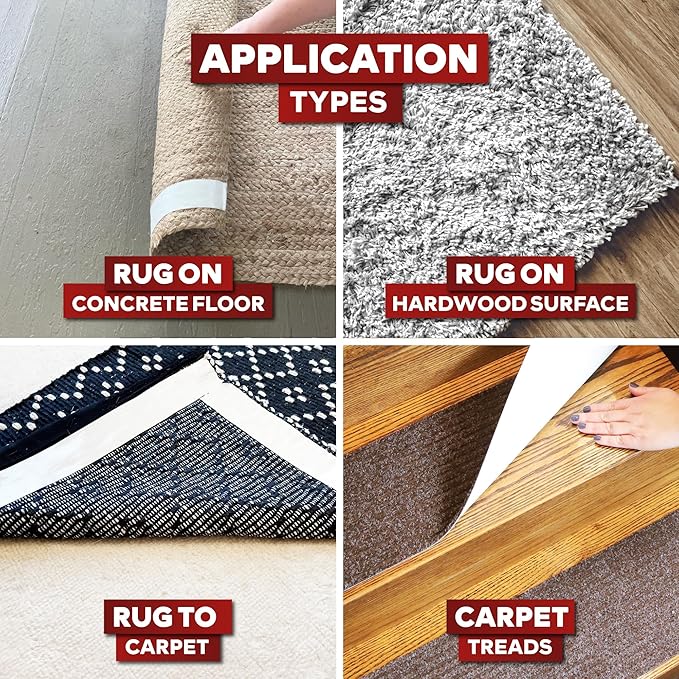XFasten Double Sided Carpet Tape for Area Rugs, 2 Inch x 60 Yards – Heavy Duty Anti Slip Rug Grip Tape, Works as Rug Gripper, Residue Free, Wood Safe, Easy Removal for Hardwood and Laminated Floors