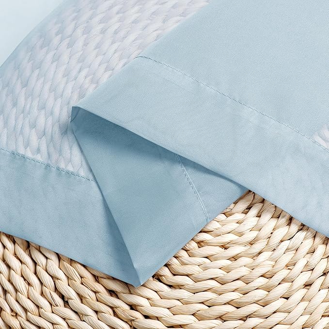 Chyhomenyc Sky Blue Sheer Curtains 30 inch Length 2 Panels, Light Filtering Voile Rod Pocket Short Window Curtians for Bathroom Living Room Farmhouse Small Windows, 42Wx30L inches