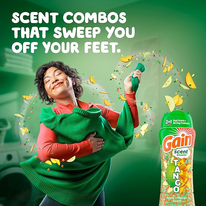Gain Tango 2-in-1 Laundry Scent Booster Beads, Apple and Mango Scent, 10.7 OZ, Laundry Beads with Dual Scents Plus All Day Freshness