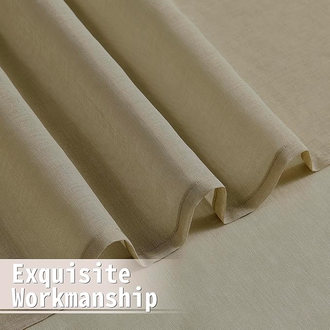 Tollpiz Sheer Door Curtain Closet Linen Textured Curtains Sheer Doorway Light Filtering Voile Patio Glass Door Rod Pocket Curtain French Door, 54 x 72 inches Long, Taos Taupe, Set of 1 Panel