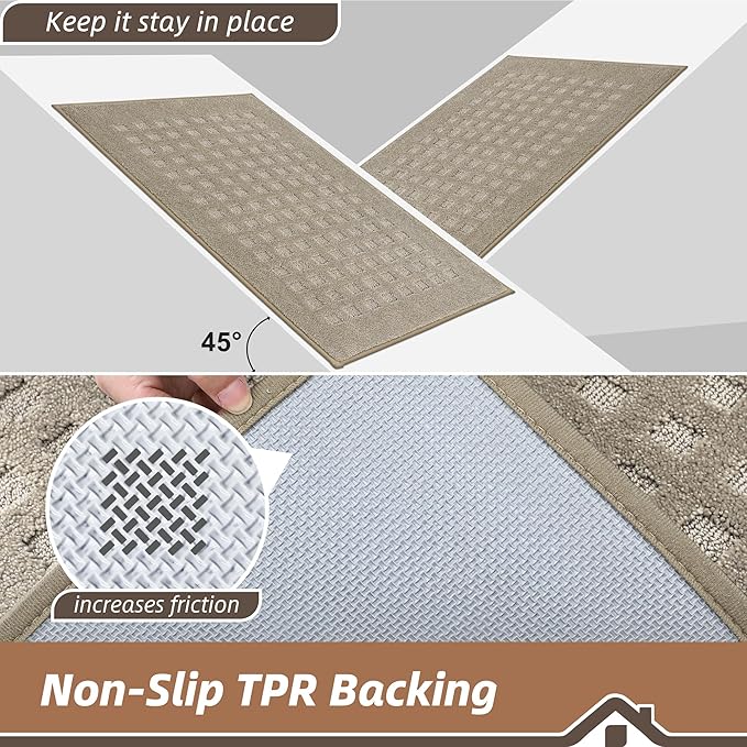 BEQHAUSE Waffle Door Mats Indoor 32"x48", Dog Mat for Muddy Paws Absorbent and Dirt Resist Floor Mats Non-Slip Washable Rugs for Entryway, Welcome Mat for Front Back Door, Muddy Wet Shoes, Beige