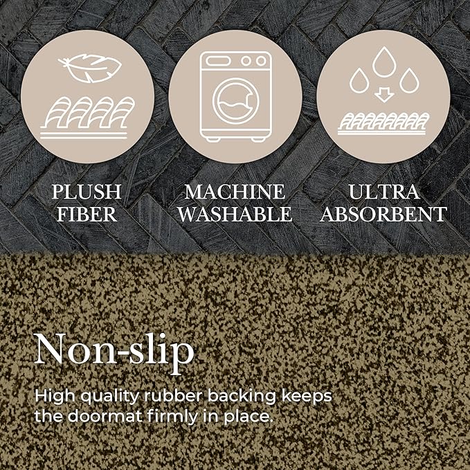 Premium Microfiber Indoor Door Mat – 20"x30" Washable Entry Mat, Non-Slip, Waterproof Backing, Super Absorbent, Low Profile Entryway Doormat for Indoor Entrance