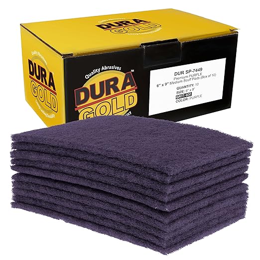 Dura-Gold Premium 6" x 9" Purple Medium Fine 600 Grit General Purpose Scuff Pads, Box of 10 - Scuffing, Scouring, Sanding, Cleaning, Blend Prep, Surface Adhesion Preparation - Automotive Auto Body