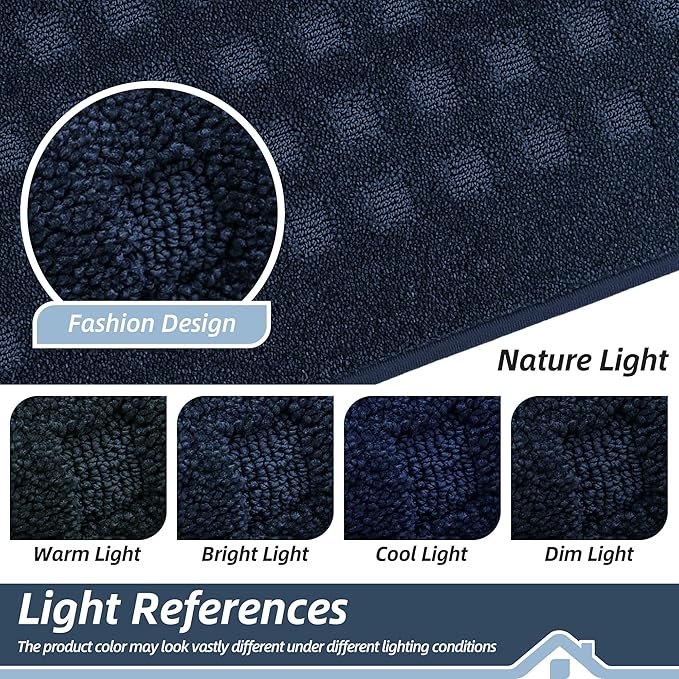 BEQHAUSE Waffle Door Mats Indoor 20"x32", Dog Mat for Muddy Paws Absorbent and Dirt Resist Floor Mats Non-Slip Washable Rugs for Entryway, Welcome Mat for Front Back Door, Muddy Wet Shoes, Navy Blue