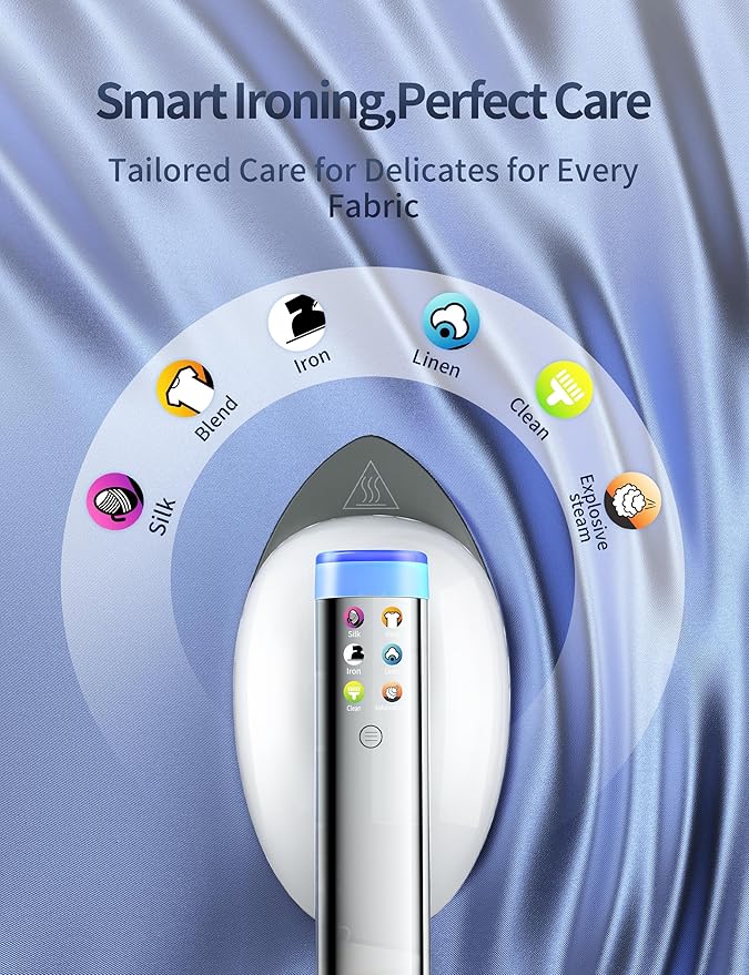 Sundu 1500W Professional Garment Steamer, 2-in-1 Vertical & Handheld for Wrinkles, 6 Steam Modes, 30-Second Heat Up, 800mL Tank, Auto Shut-Off, Portable & Standing Design, White