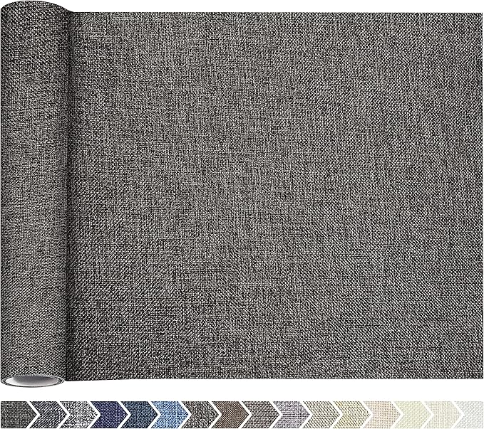 KING MOUNTAIN Coarse Linen Repair Patches, Self-Adhesive, 12x40 Inch, Dark Grey, Polyester, Washable, for Linen, Nylon, Cotton, Leather