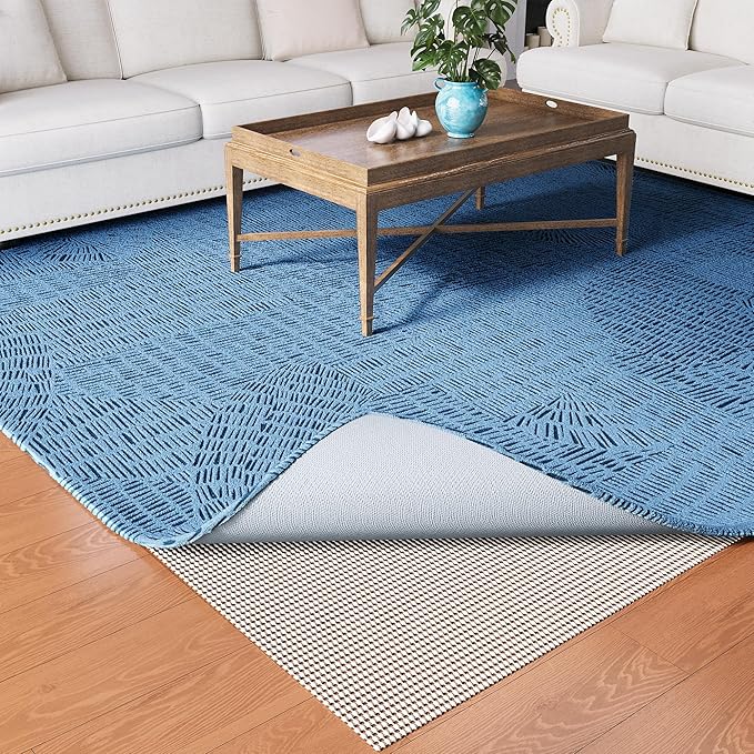 Non-Slip Rug Pad Gripper 2.5x12 Feet, Anti Skid Mat for Under Area Rugs, Keeps Rugs in Position and Safe, Thick Cushioned Carpet Pad for Hardwood Floors Protection