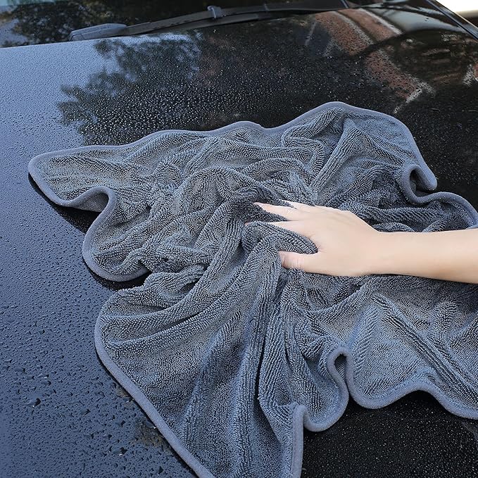 JOYMOOP Microfiber Towels for Cars, 3 Pack 35.4" x 23.6" Car Drying Towel, Dark Gray Reusable Car Towel, Quick Drying Car Microfiber Cleaning Cloth for RVs, SUVs, Trucks